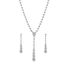 Elegantní sada dámských šperků s čirými krystaly (náhrdelník, náušnice)