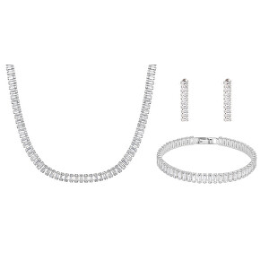 Dámská sada tenisových šperků s čirými krystaly (náhrdelník, náramek, náušnice)