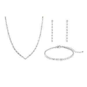 Luxusní sada šperků s čirými krystaly (náhrdelník, náramek, náušnice)