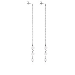 Dlouhé ocelové náušnice s pravými perlami VAAJDE2023196S