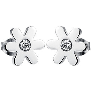 Drobné kytičkové náušnice s krystalem