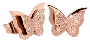 Drobné motýlí náušnice Metal Butterfly KES-048-ROSEGOLD