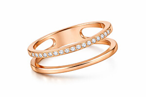 Dvojitý minimalistický prsten z oceli Rose Gold