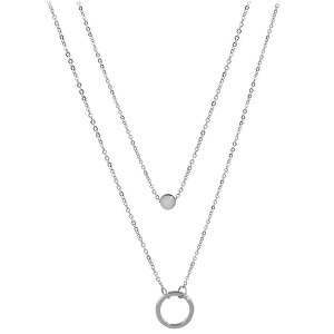 Dvojitý náhrdelník s kroužkovými přívěsky z oceli