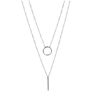 Dvojitý náhrdelník se stylovými přívěsky z oceli