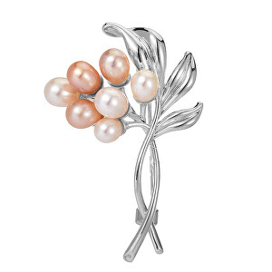 Elegantní brož s pravými perlami Větvička Silver