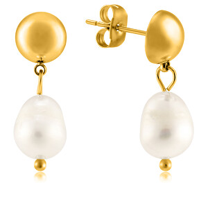 Elegantní pozlacené náušnice s pravými perlami VAAJDE201330G
