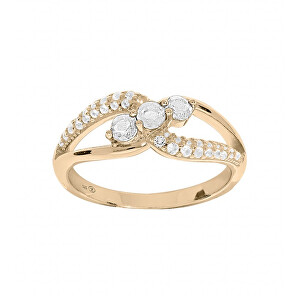 Elegantní pozlacený prsten s čirými zirkony PO/SR08996D