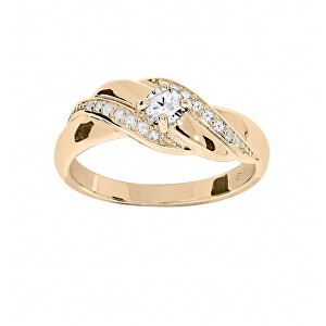 Elegantní pozlacený prsten s čirými zirkony PO/SR08997E