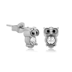 Hravé ocelové náušnice se zirkony Sova VGE782S-1