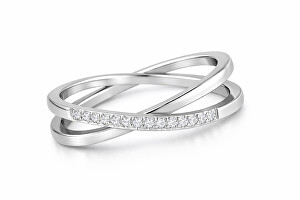 Jemný dvojitý prsten z oceli s čirými zirkony Silver