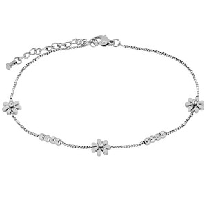 Něžný ocelový řetízek na nohu s květinami