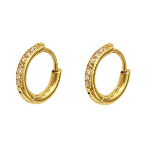 Kruhové náušnice z pozlacené oceli se zirkony VHLLE2008G
