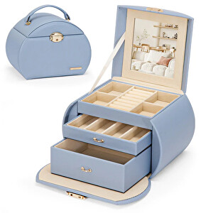 Luxusní modrá šperkovnice kufřík
