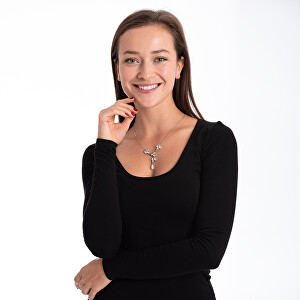 Luxusní ocelový náhrdelník s krystaly a perlami