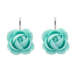 Mentolové visací náušnice ve tvaru kytiček