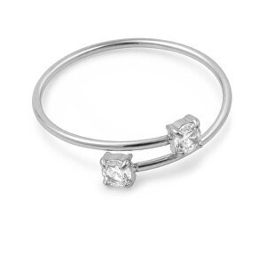 Minimalistický otevřený prsten se zirkony Silver