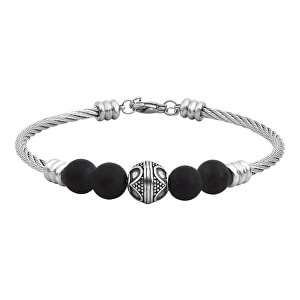 Moderní ocelový náramek s korálky VEDB0291S-C