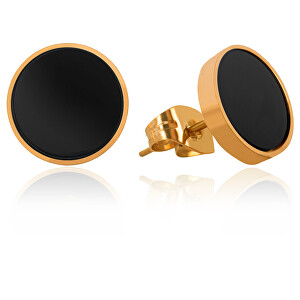 Moderní pozlacené náušnice s černým středem