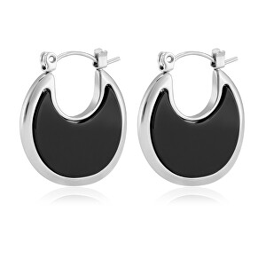 Módní ocelové náušnice s onyxem VAAJDE201446S-BK