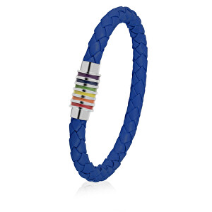 Modrý kožený náramek s magnetickou sponou