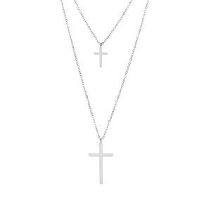 Nadčasový dvojitý ocelový náhrdelník Křížek