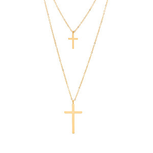 Nadčasový dvojitý pozlacený náhrdelník Křížek