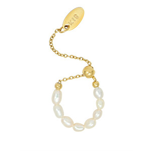 Nastavitelný pozlacený prsten s pravými perlami