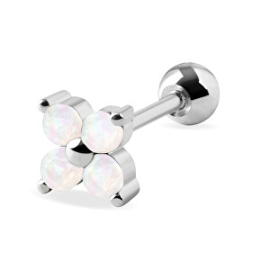 Něžná piercingová náušnice s bílými krystaly