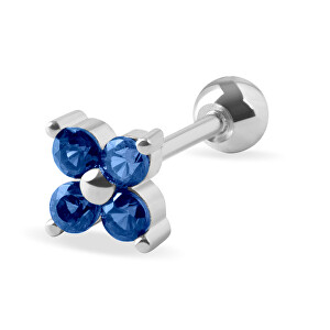 Něžná piercingová náušnice s modrými krystaly