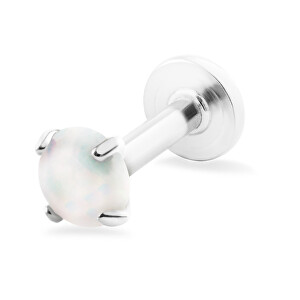 Ocelová labreta s bílým syntetickým opálem