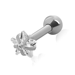 Ocelová piercingová náušnice s krystalem Hvězdička