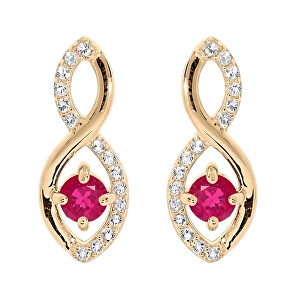 Okouzlující pozlacené náušnice s fuchsiovými zirkony PO/SE09089C