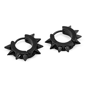 Ostnaté černé kruhové náušnice KS-137