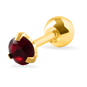Piercingová náušnice s červeným krystalem