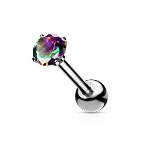 Piercingová náušnice s duhovým krystalem