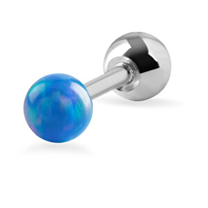 Piercingová náušnice s modrým syntetickým opálem