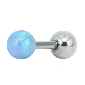 Piercingová náušnice se světle modrým syntetickým opálem