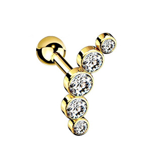 Podélná pozlacená single náušnice s čirými zirkony VHLLE00669GW