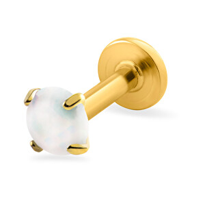 Pozlacená labreta s bílým syntetickým opálem