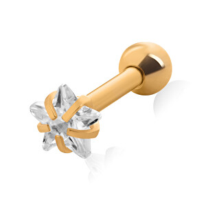 Pozlacená piercingová náušnice s krystalem Hvězdička
