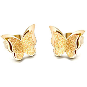 Pozlacené motýlí náušnice Metal Butterfly KES-048-GOLD