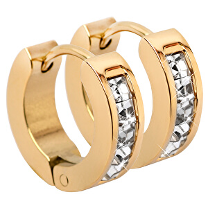 Pozlacené ocelové náušnice kroužky s krystaly