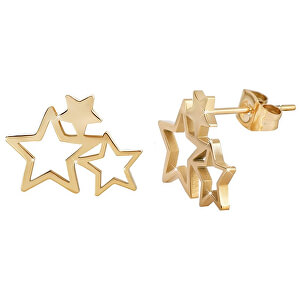 Pozlacené ocelové náušnice se třemi hvězdičkami