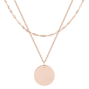 Pozlacený dvojitý náhrdelník  z oceli s kruhovým přívěskem