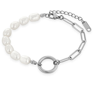 Půvabný ocelový náramek s perlami TO3942