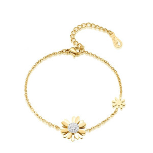 Půvabný pozlacený náramek s kytičkami VSB006G-PET