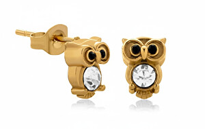 Roztomilé pozlacené náušnice se zirkony Sova VGE782G-1