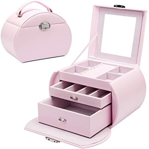 Růžová luxusní šperkovnice kufřík