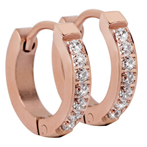 Růžově pozlacené ocelové náušnice s krystaly